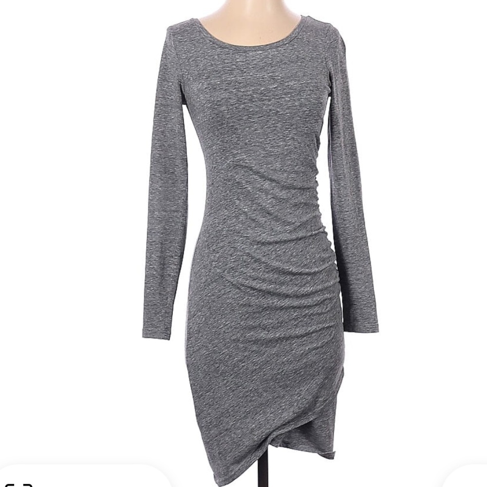 Leith Ruched Midi Body-Con Grey Dress S 🩶